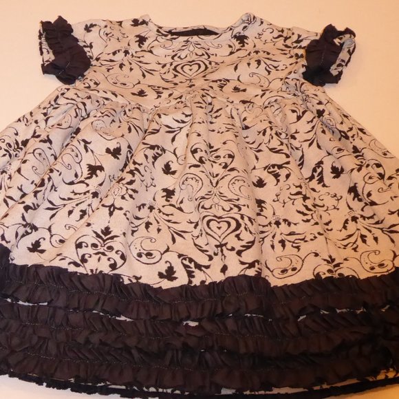 Persnickety Toddler Girl Ivory & Black Ruffled Dress Size 2 - Picture 2 of 10